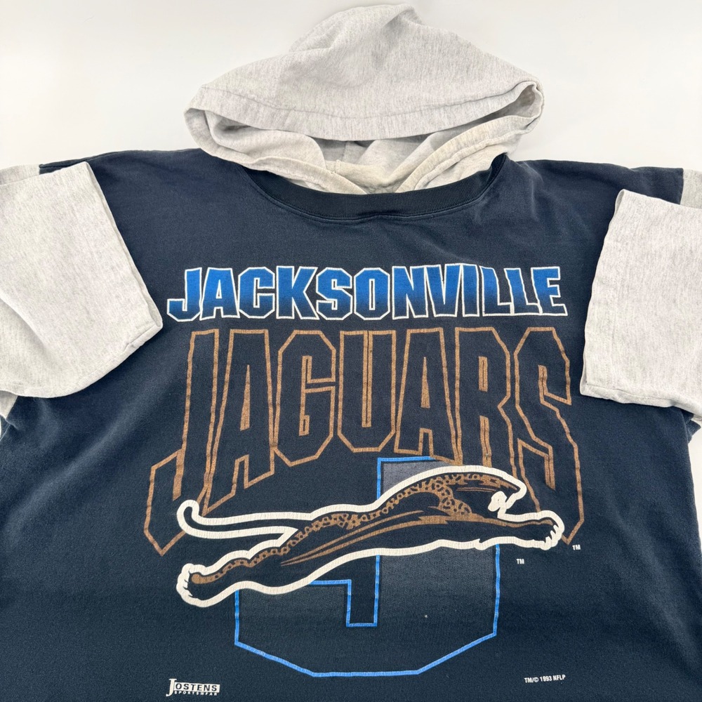 Jostens Vtg 1993 Jacksonville Jaguars Banned Logo Hooded T Shirt L Black RARE